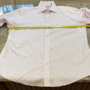 Thomas Pink Men's Light Pink Striped Dress Shirt
